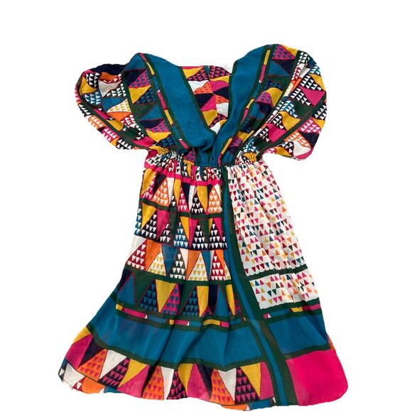 Anthropologie Maeve Women's Geo Print Multicolor Dress Size US 4 Sheer - Picture 8 of 8